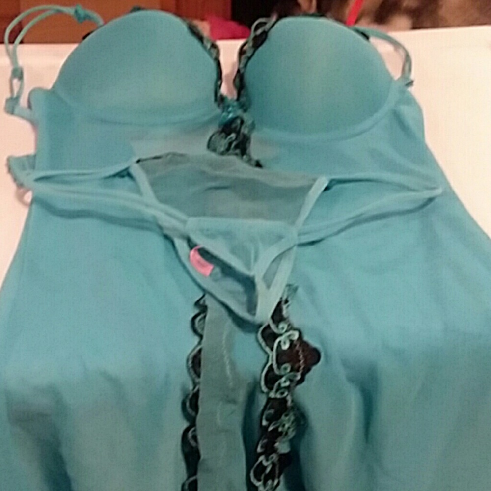 Teal, and black lingerie by Native Intimates